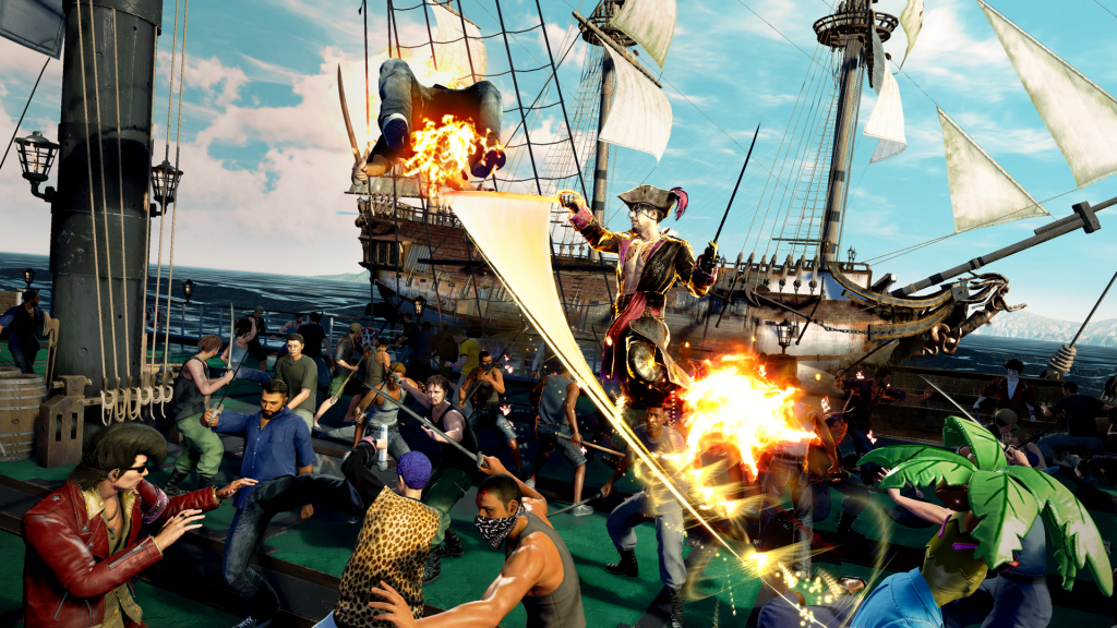 Il sera possible d'attaquer les ennemis sur les bateaux dans le prochain jeu Like a Dragon: Pirate Yakuza in Hawaï ©Cosmocove