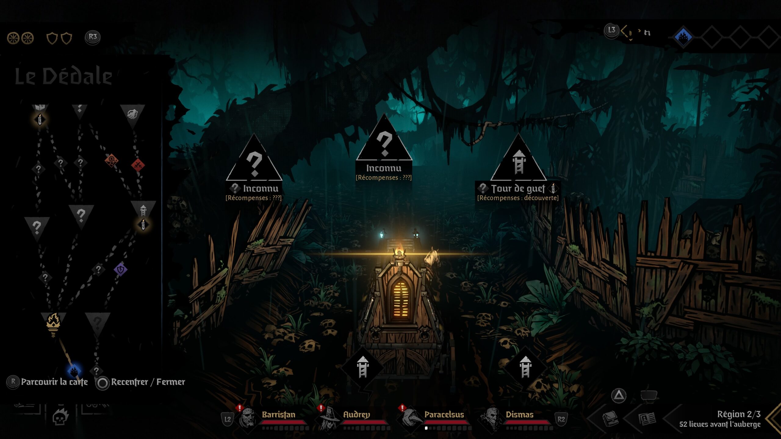 Dans Darkest Dungeon 2, il faut choisir entre les différents chemins pour obtenir des récompenses différentes © Nicolas Poirel