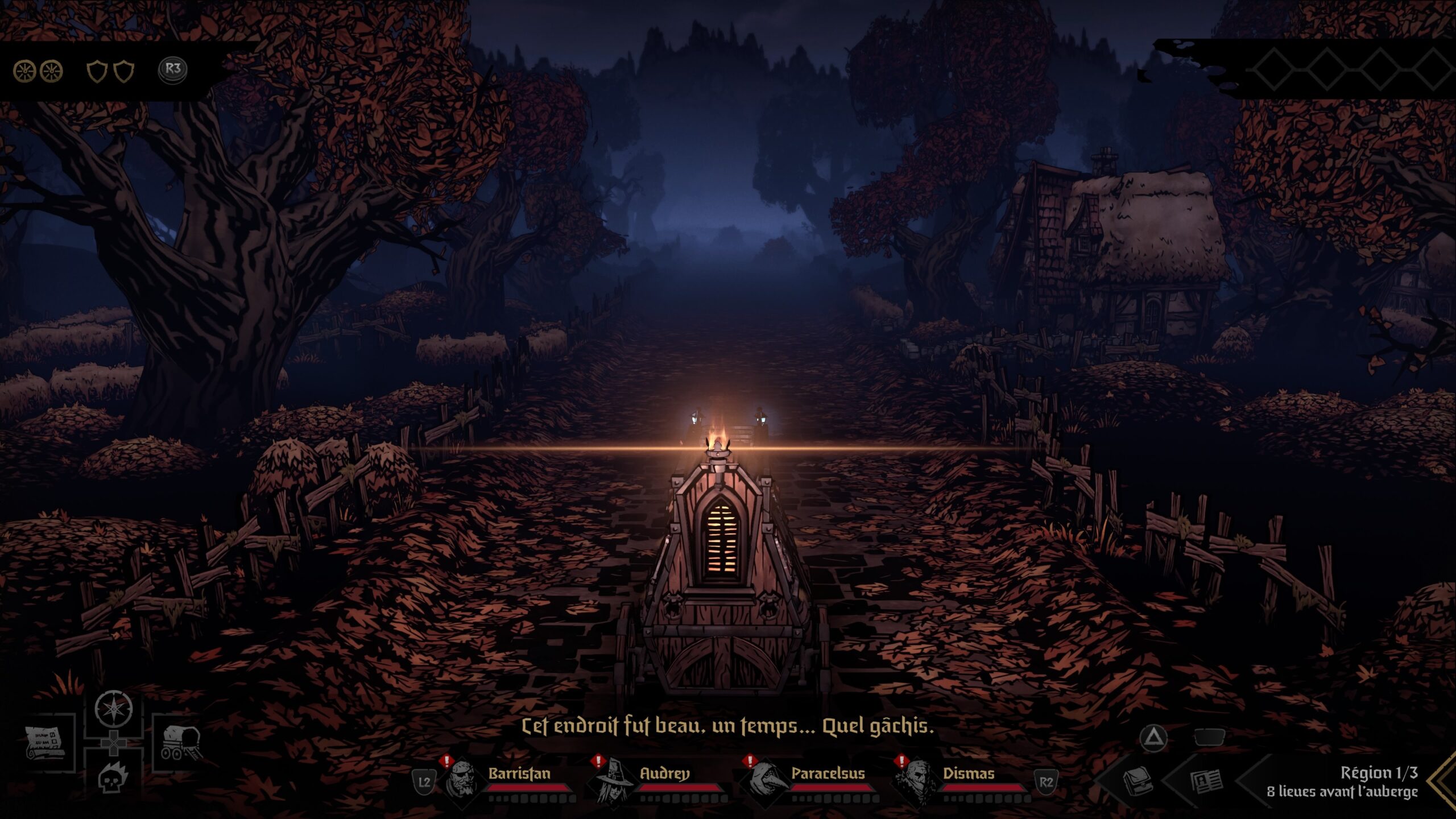 On soulignera un manque d'échanges entre les personnages dans les moments creux de Darkest Dungeon 2 © Nicolas Poirel