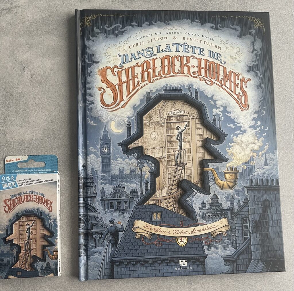 Contenu du coffret Unlock dans la tête de Sherlock Holmes jeu et bd  