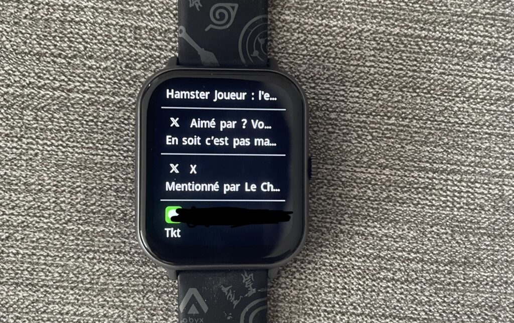 Illustration de l’écran de notification de l’Abyx fit Touch 3