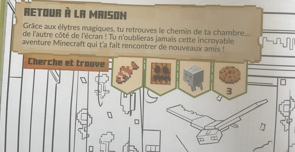 Minecraft une aventure cherche et trouve à colorier objets 