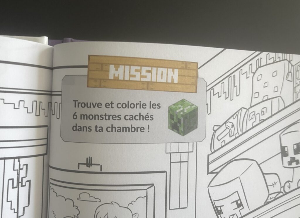 Minecraft une aventure cherche et trouve à colorier mission coloriage 