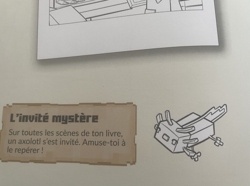 Minecraft une aventure cherche et trouve à colorier axolotl