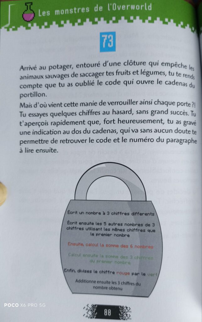 Escape game Minecraft - trouver le code du cadenas