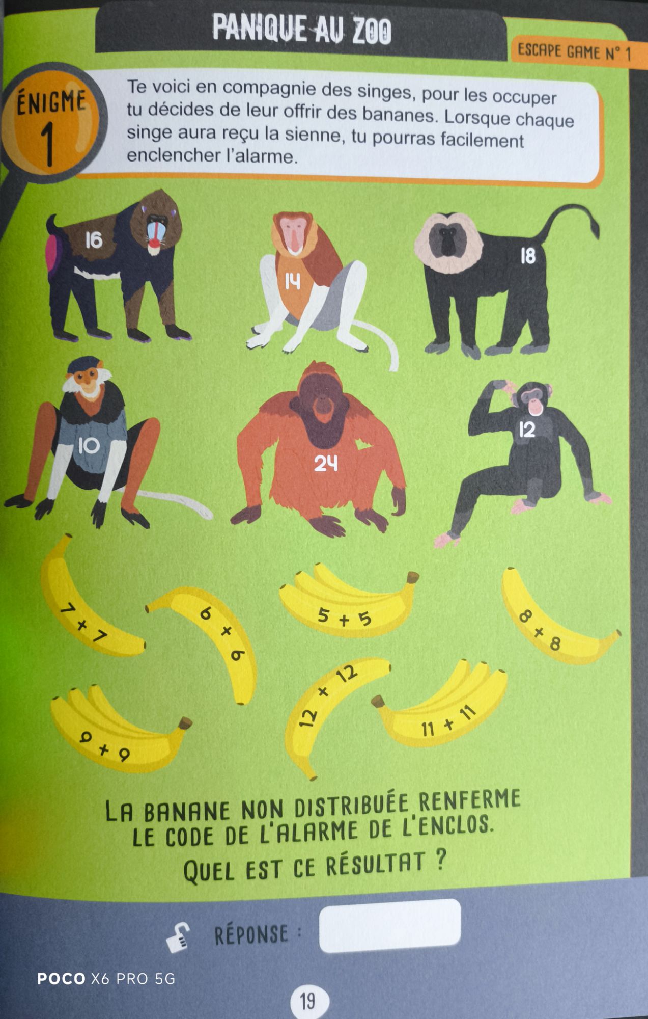 Escape game des petits génies - additionner des bananes