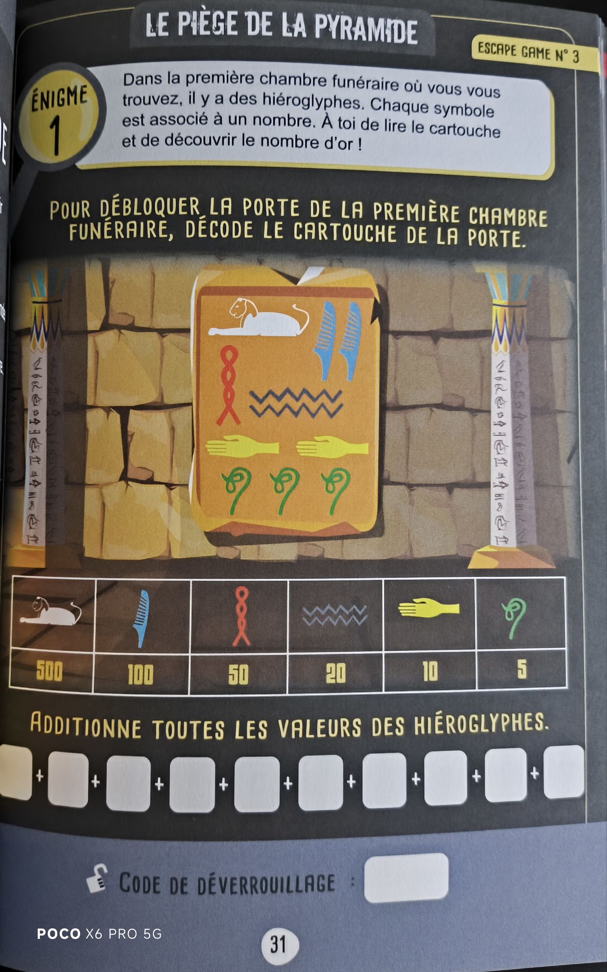 Escape game des petits génies - déchiffrer des hiéroglyphes