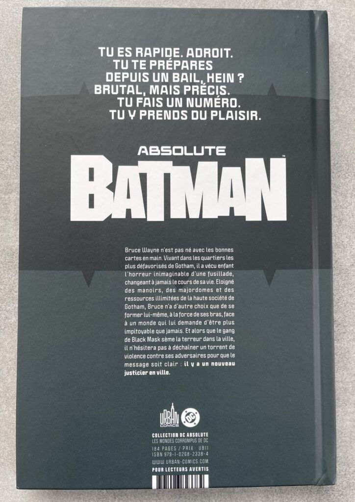 Avis comics Absolute Batman couverture arrière